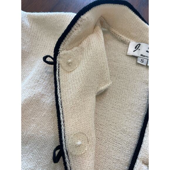 J.S.S knit wear button up Jacket small wool cream/ black vintage classic - Picture 12 of 15